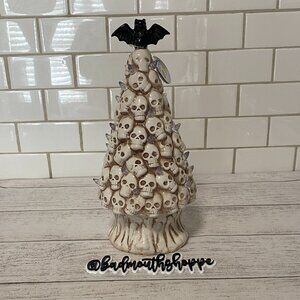 *NWT AtHome Ceramic Skull Skeleton Bat Ceramic Light Up Vintage Inspired Tree